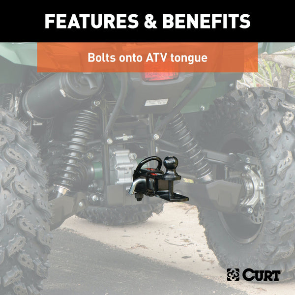 CURT 45006 Bolt-On ATV Tongue Adapter with 2 Receiver