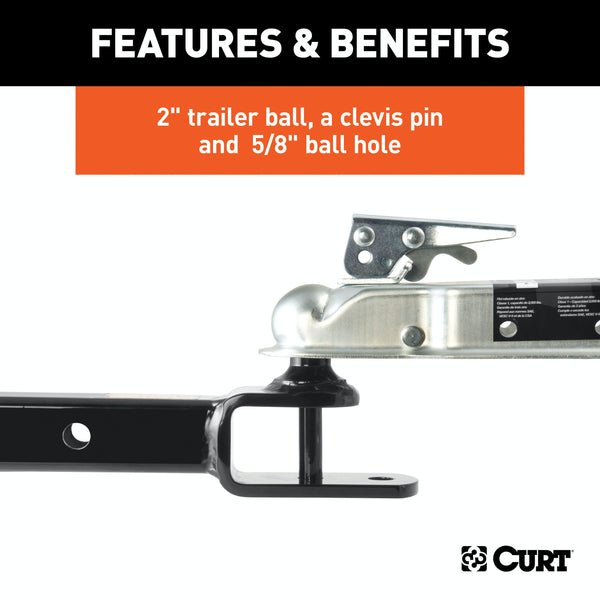 CURT 45009 3-in-1 ATV Ball Mount with 2 Shank and 2 Trailer Ball