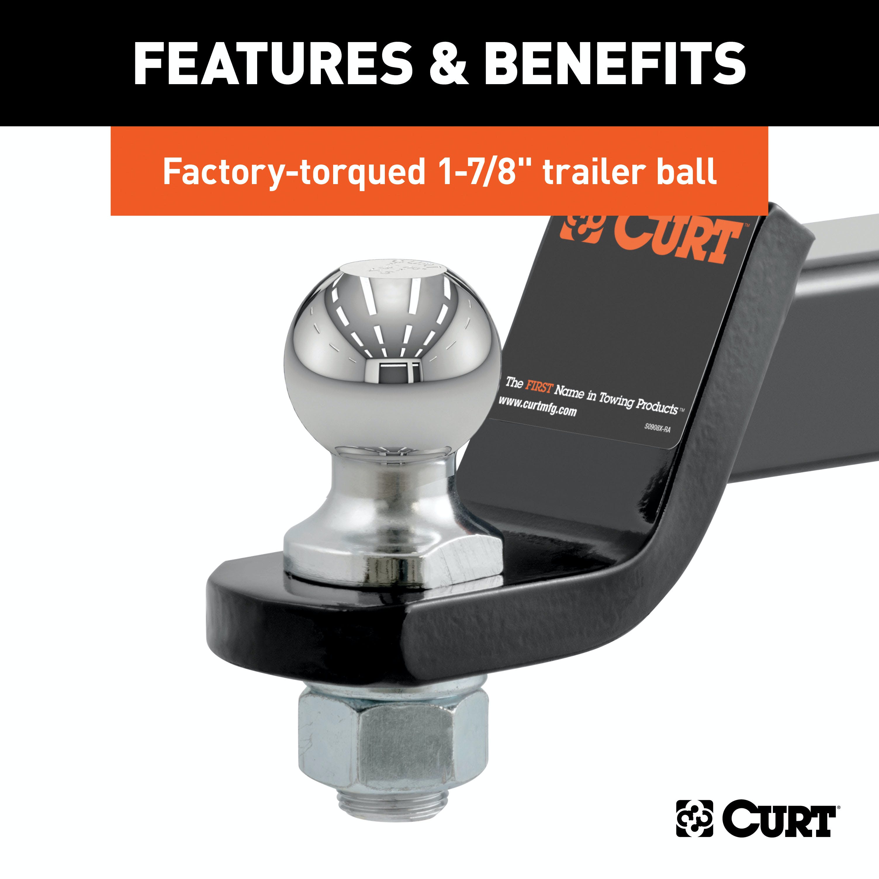 CURT 45034 Loaded Ball Mount with 1-7/8 Ball (2 Shank, 3,500 lbs., 2 Drop)