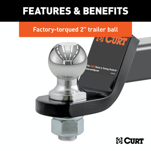 CURT 45037 Loaded Ball Mounts with 2 Balls (2 Shank, 7,500 lbs., 2 Drop, 3-Pack)