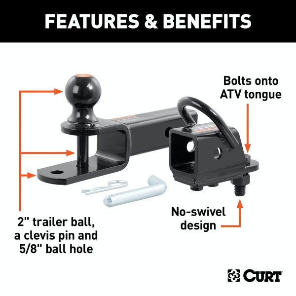 CURT 45038 ATV Towing Starter Kit with 2 Shank and 2 Trailer Ball