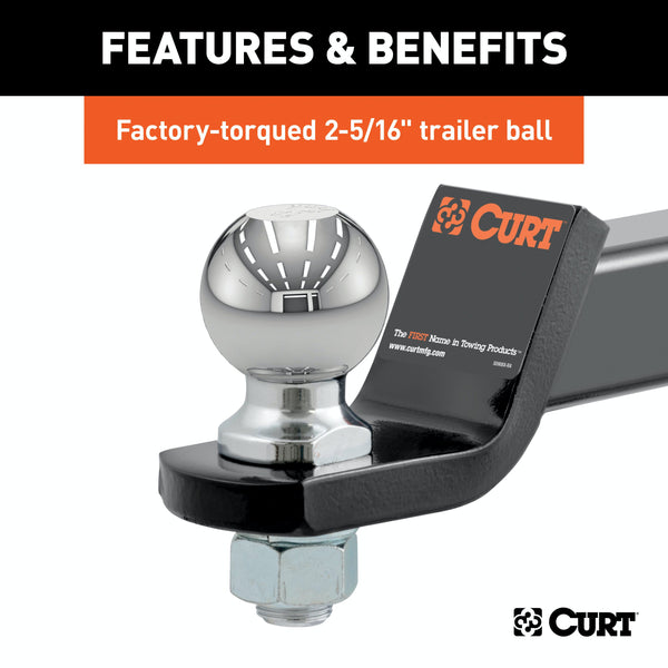 CURT 45041 Loaded Ball Mount with 2-5/16 Ball (2 Shank, 7,500 lbs., 2 Drop)