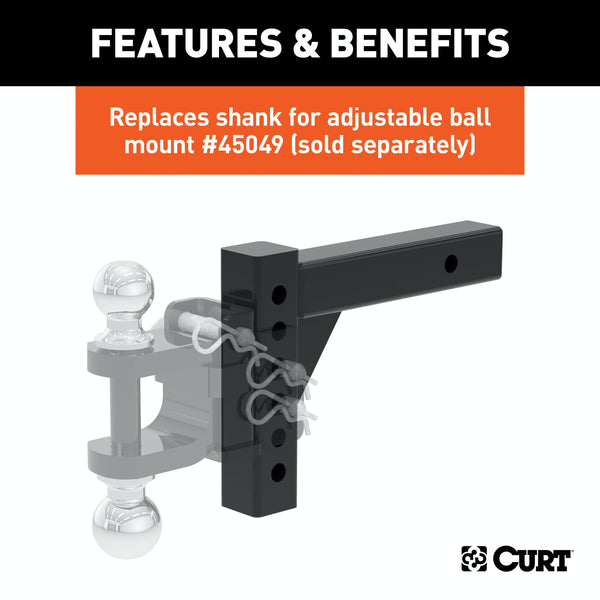CURT 45059 Replacement Adjustable Ball Mount Shank (Fits #45049 or #45799)