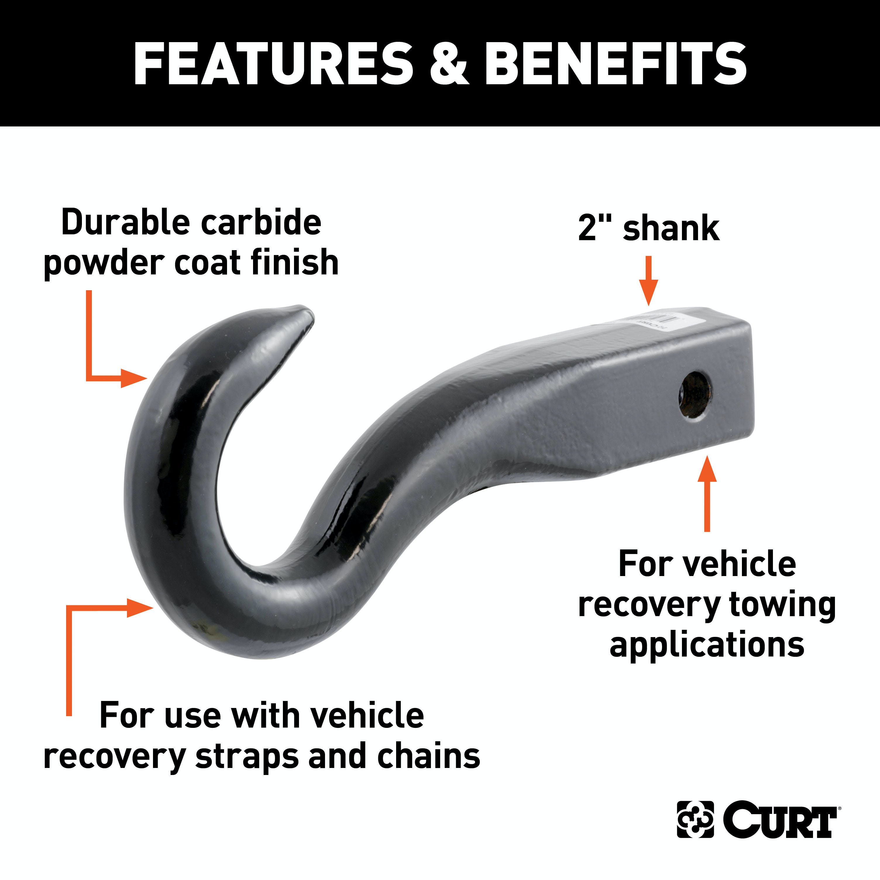 CURT 45500 Forged Tow Hook Mount (2 Shank)