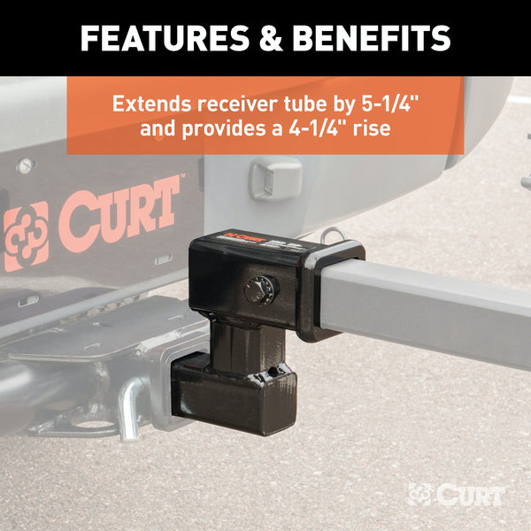 CURT 45794 Raised Receiver Adapter (2 Shank, Not for Towing Use, 4-1/4 Rise)