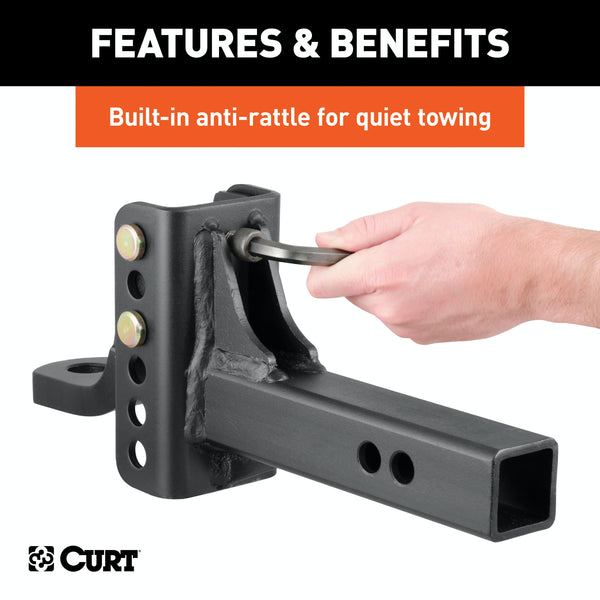 CURT 45901 Adjustable Channel Mount with 1 Ball Hole (2 Shank, 6,000 lbs., 6-3/4 Drop)