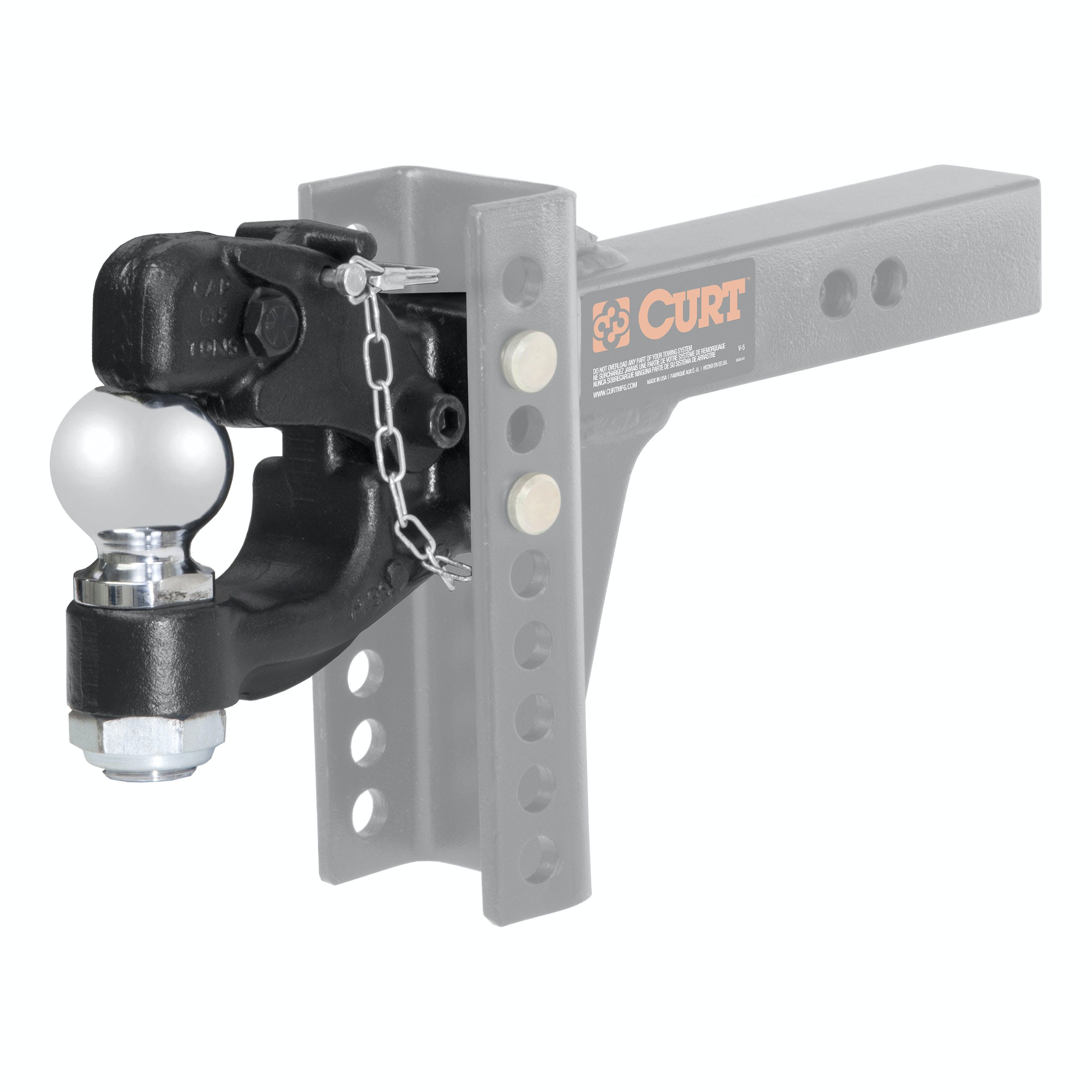 CURT 45920 Replacement Channel Mount Ball and Pintle Hitch (2-5/16 Ball, 13,000 lbs.)