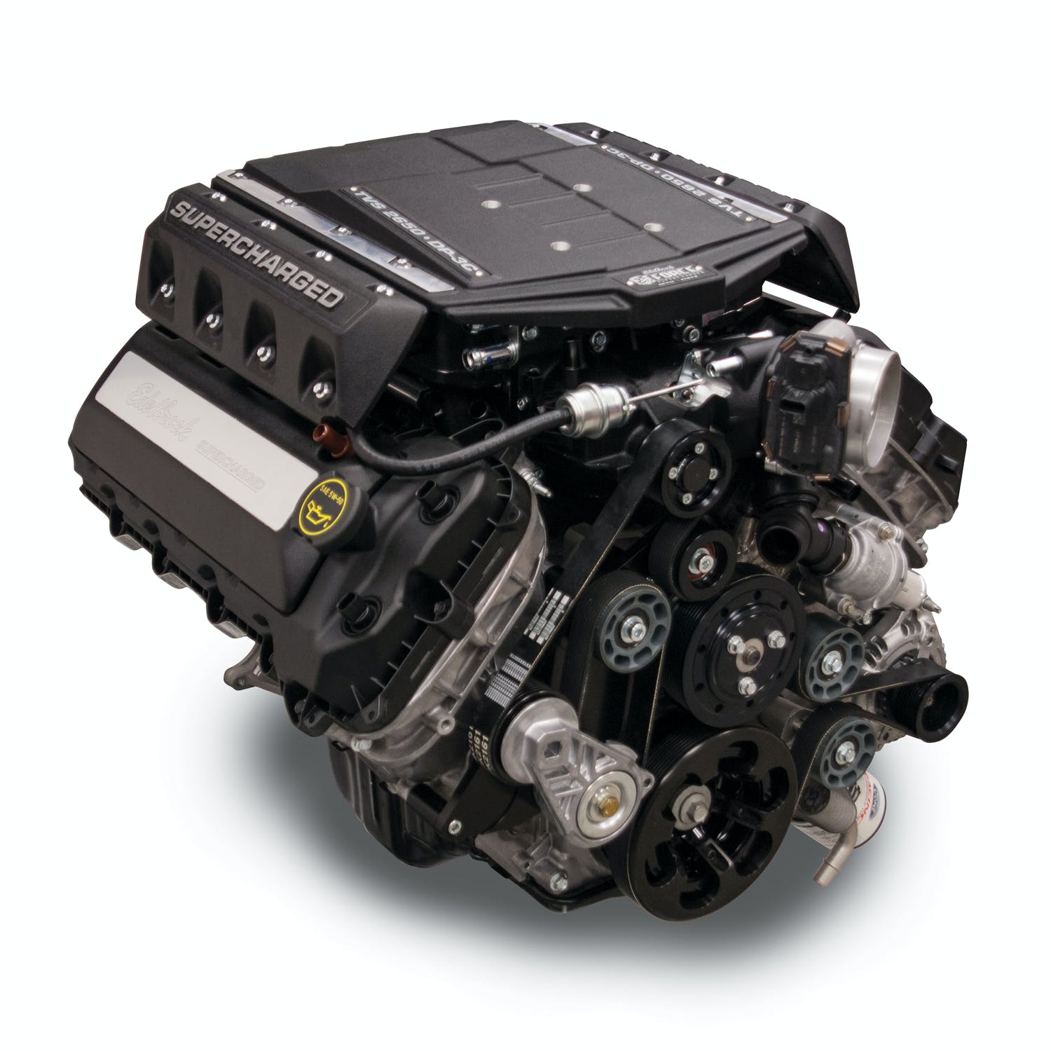 Edelbrock 468900 CRATE ENGINE SC 2015 FORD COYOTE 5.0L DP3C R2650 W/8-RIB BELT DRIVE W/OUT ELEC