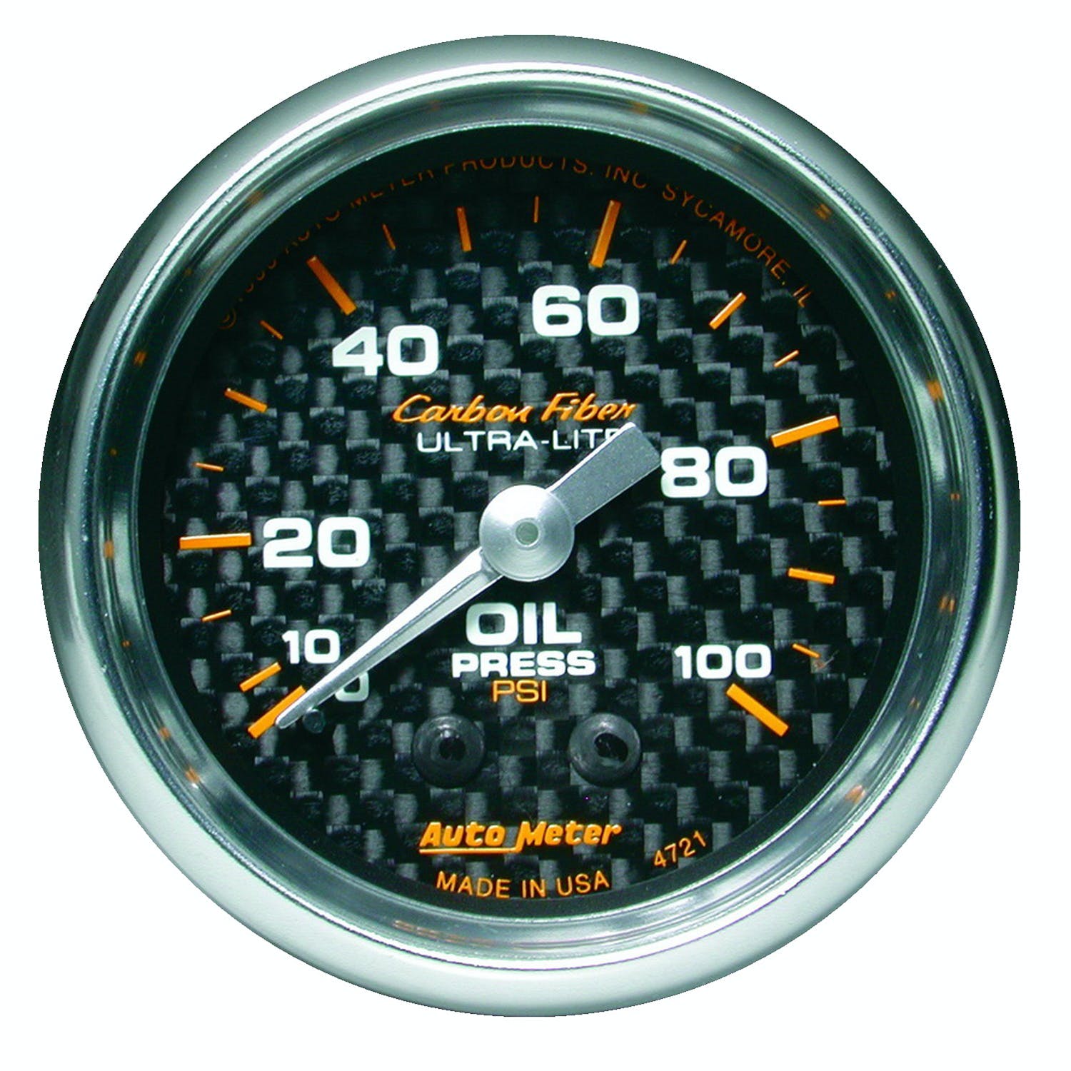 AutoMeter Products 4721 GAUGE; OIL PRESSURE; 2 1/16in.; 100PSI; MECHANICAL; CARBON FIBER