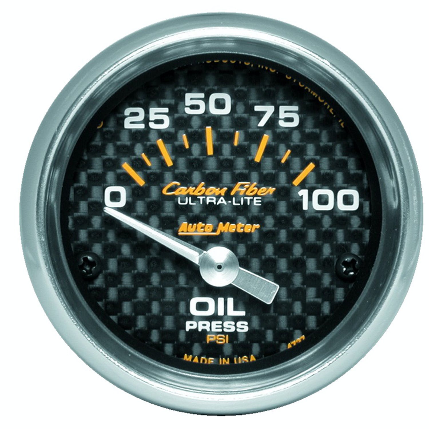 AutoMeter Products 4727 Gauge; Oil Pressure; 2 1/16in.; 100psi; Electric; Carbon Fiber