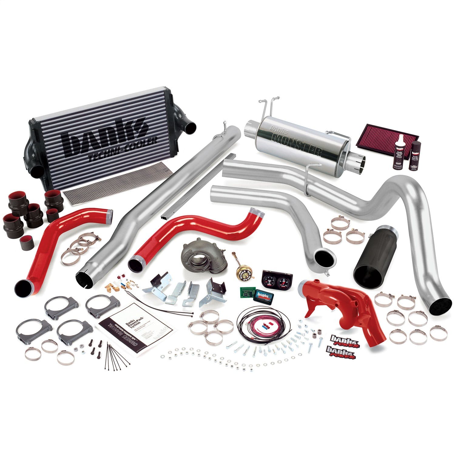 Banks Power 47423-B PowerPack System; Single Exh; S/S-Black Tip-1999 Ford 7.3L F450/550; Man