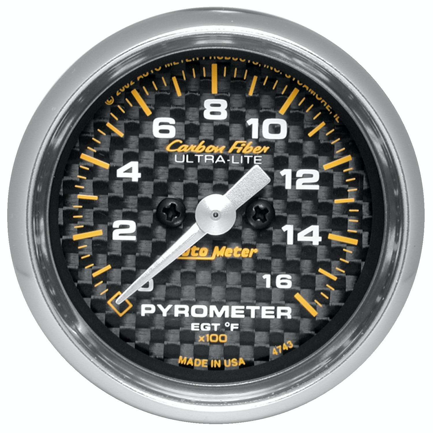 AutoMeter Products 4744 GAUGE; PYROMETER (EGT); 2 1/16in.; 1600° F; STEPPER MOTOR; CARBON FIBER