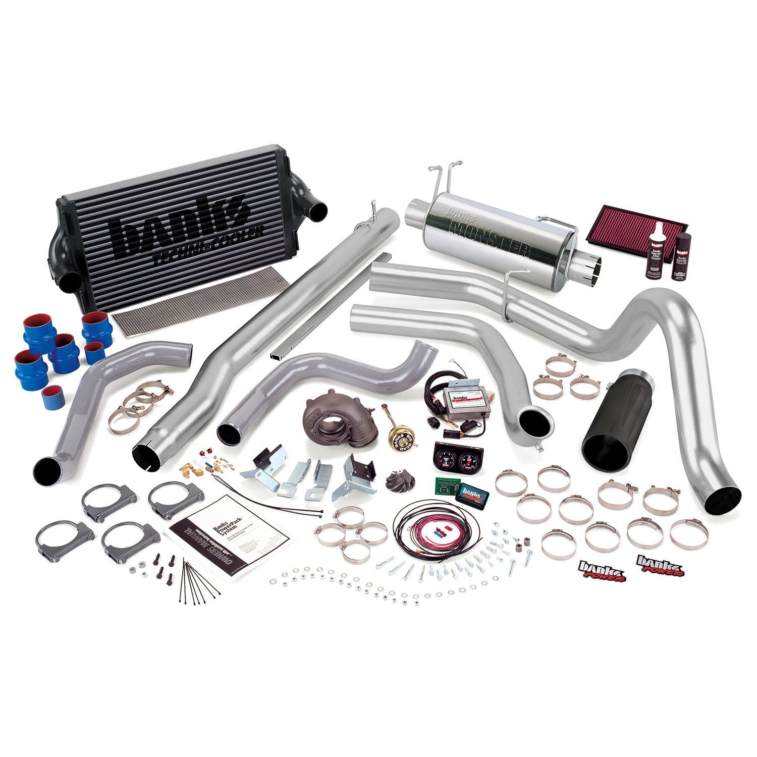 Banks Power 47461-B PowerPack System; Single Exh; S/S-Black Tip-99 1/2-03 Ford 7.3L F450/550; Auto