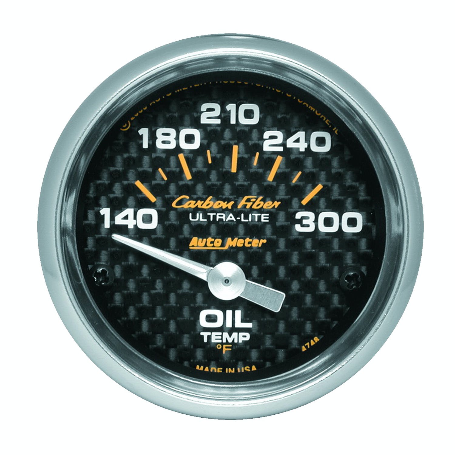 AutoMeter Products 4748 Gauge; Oil Temp; 2 1/16in.; 140-300° F; Electric; Carbon Fiber