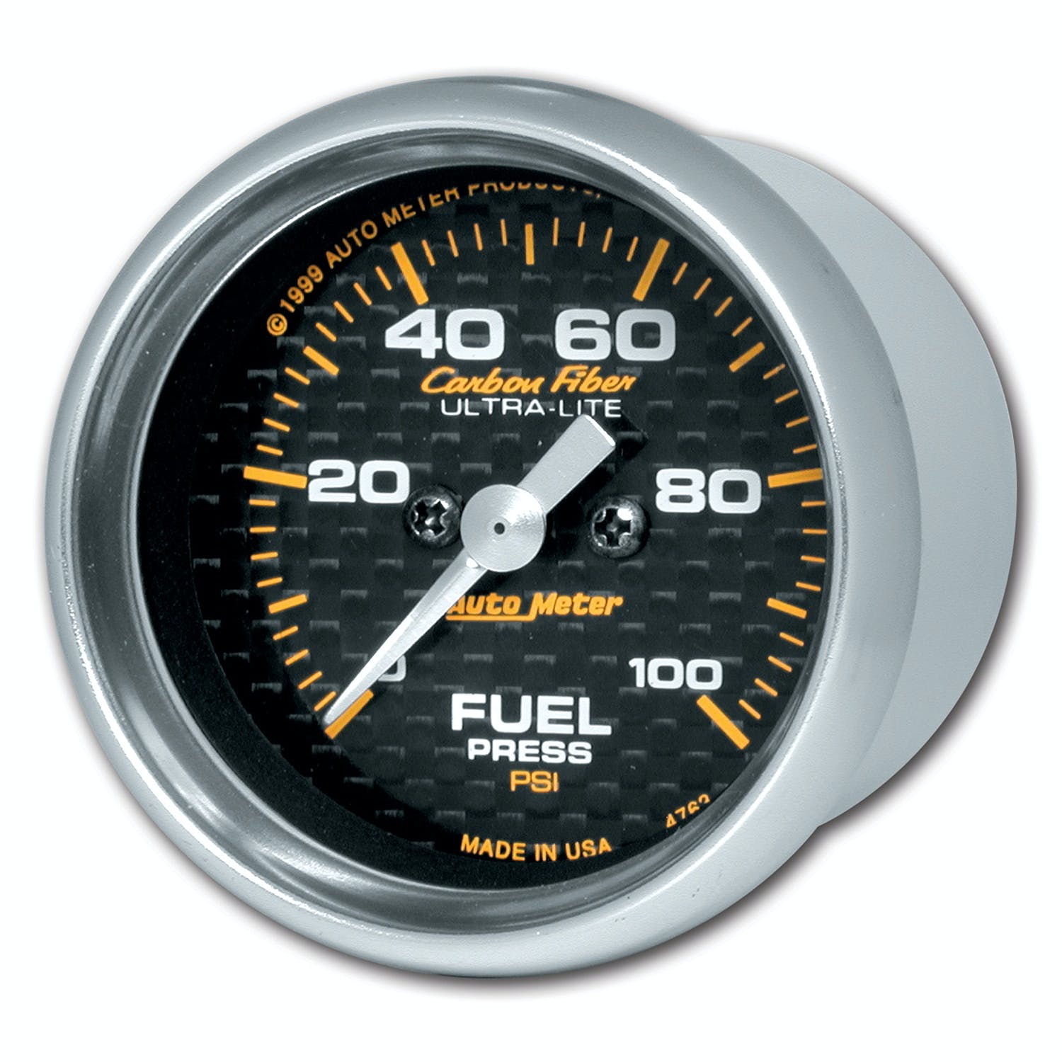 AutoMeter Products 4763 Gauge; Fuel Pressure; 2 1/16in.; 100psi; Digital Stepper Motor; Carbon Fiber