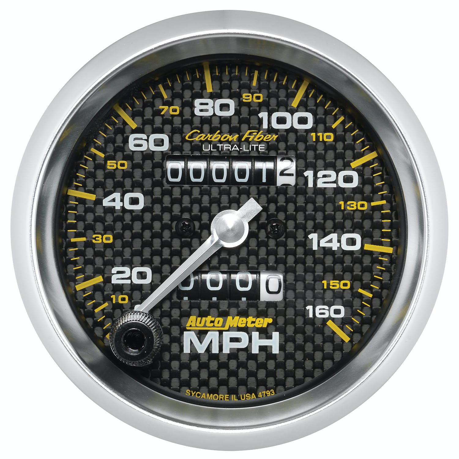 AutoMeter Products 4793 Gauge; Speedometer; 3 3/8in.; 160mph; Mechanical; Carbon Fiber