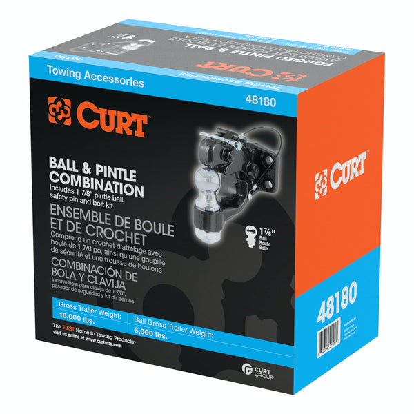 CURT 48180 Ball and Pintle Hitch (1-7/8 Ball, 6,000 lbs. Ball Capacity)