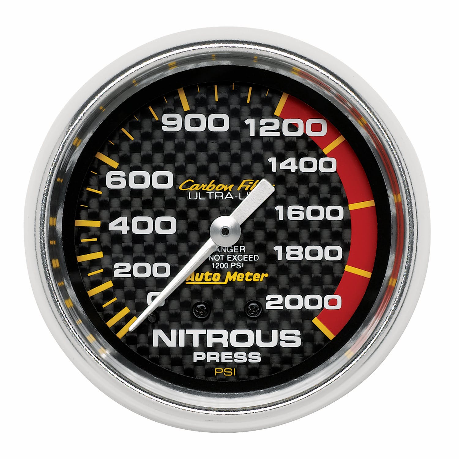 AutoMeter Products 4828 Gauge; Nitrous Pressure; 2 5/8in.; 1600psi; Mechanical; Carbon Fiber