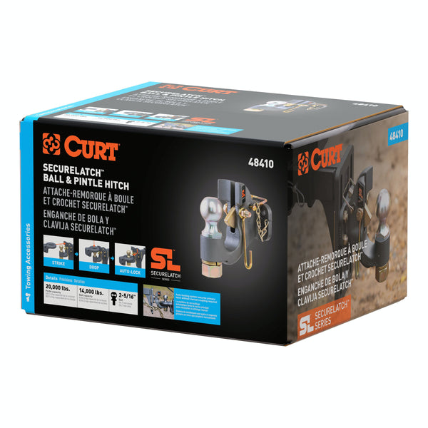 CURT 48410 SecureLatch Ball and Pintle Hitch (2-5/16 Ball, 20,000 lbs.)