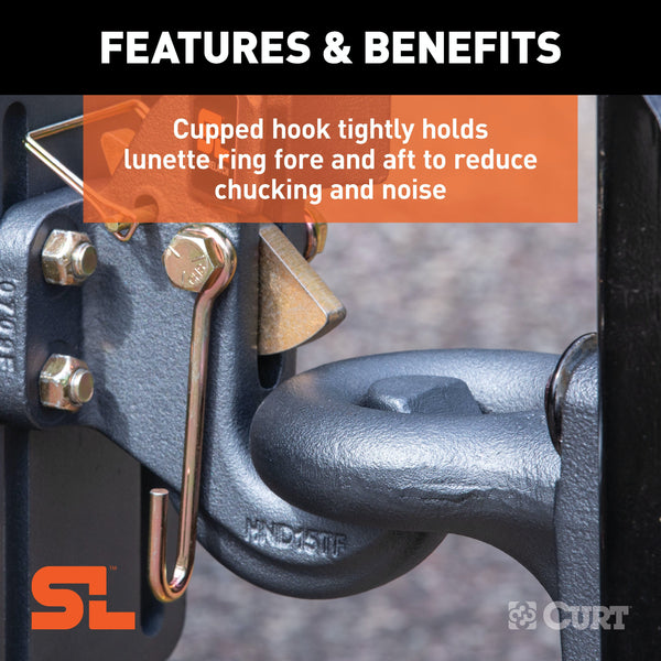 CURT 48505 SecureLatch Pintle Hook (30,000 lbs, 2-1/2 or 3 Lunette)