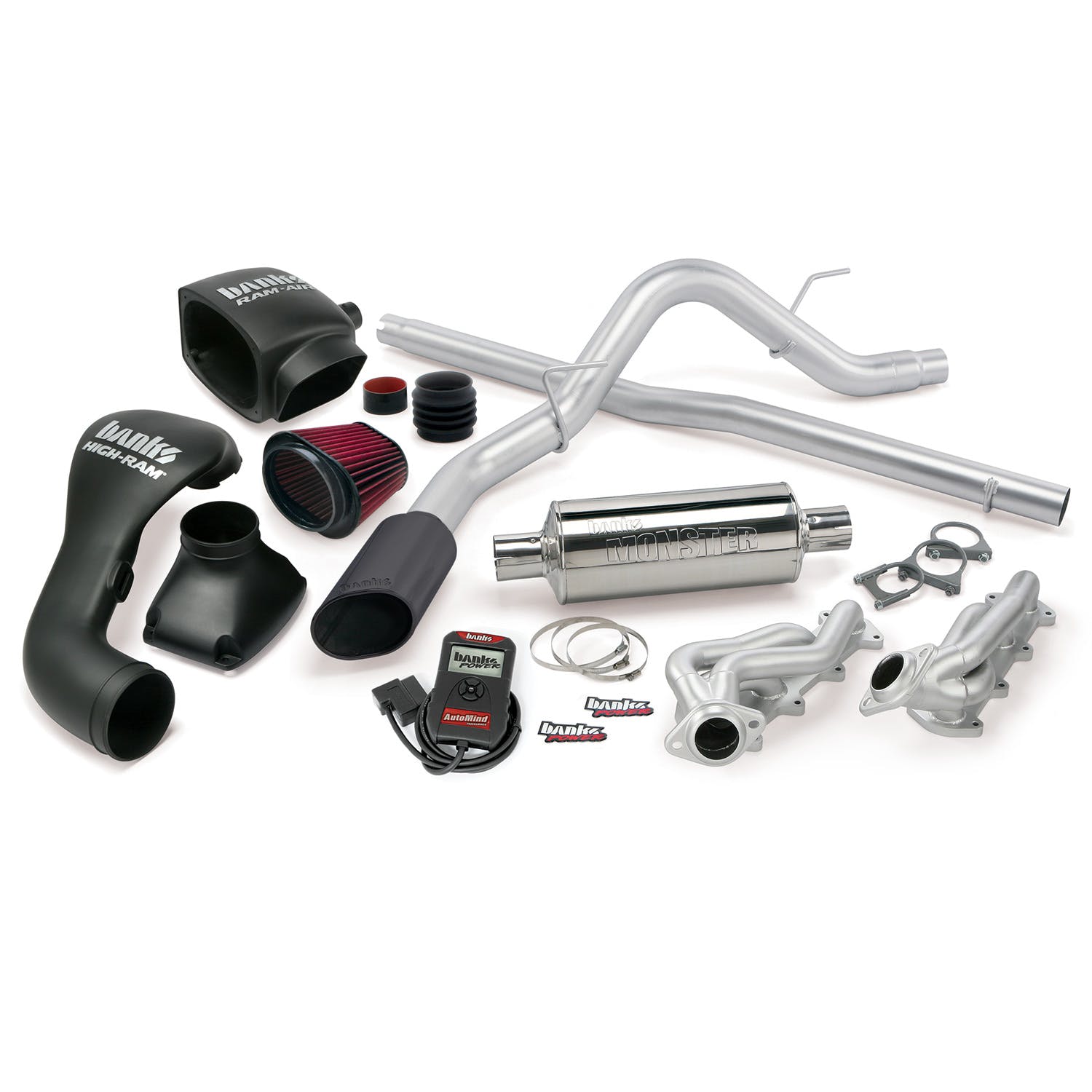 Banks Power 48533-B PowerPack System; Single Exh; S/S-Black Tip-04-08 Ford 5.4L; F-150; SCLB-ECMB