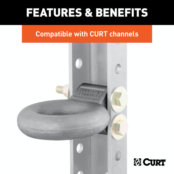 CURT 48600 Channel-Style Lunette Ring (12,000 lbs., 3 I.D., Raw)