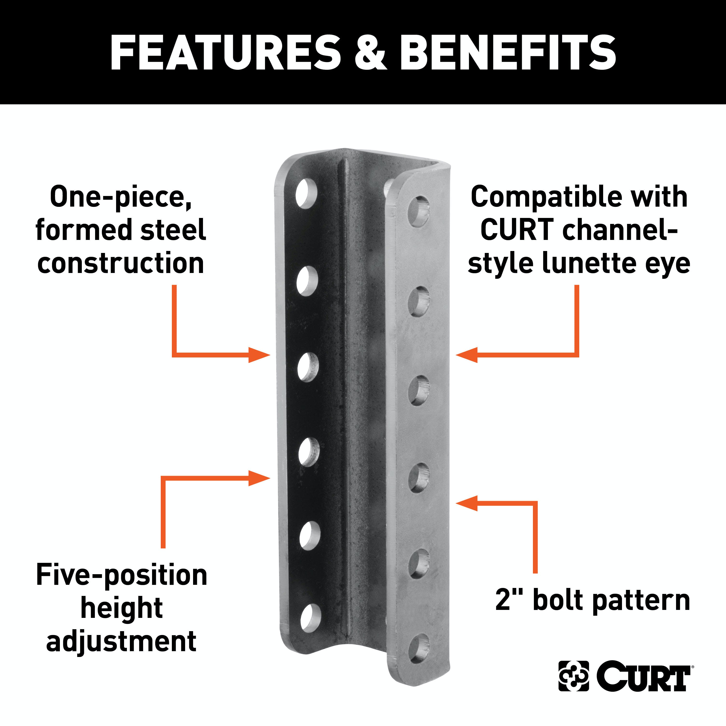 CURT 48650 Adjustable Coupler Channel (3 I.D., 11-3/4 High)