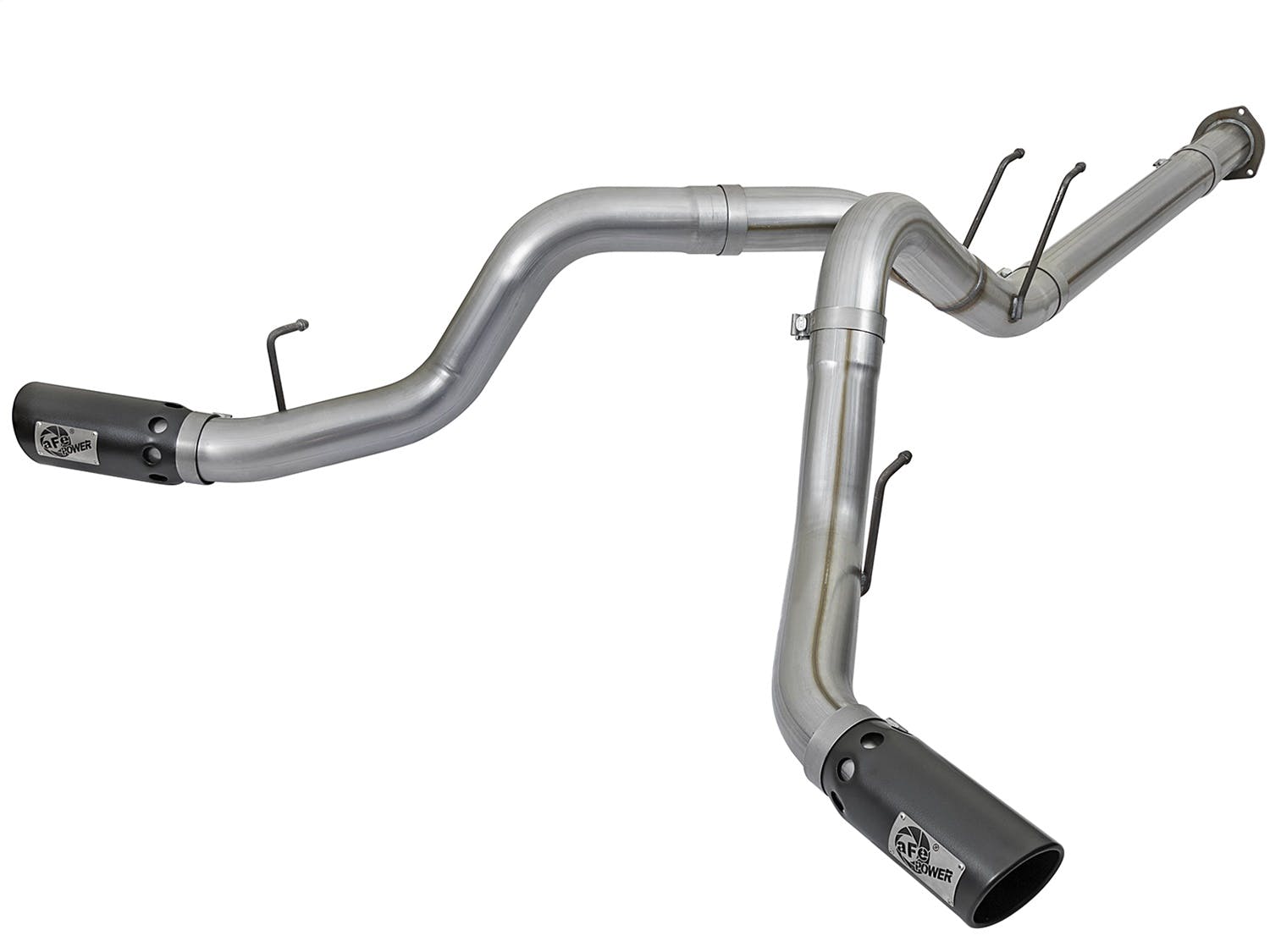 AFE 49-43092-B Large Bore-HD 4in 409 Stainless Steel DPF-Back Exhaust System w/Black Tip