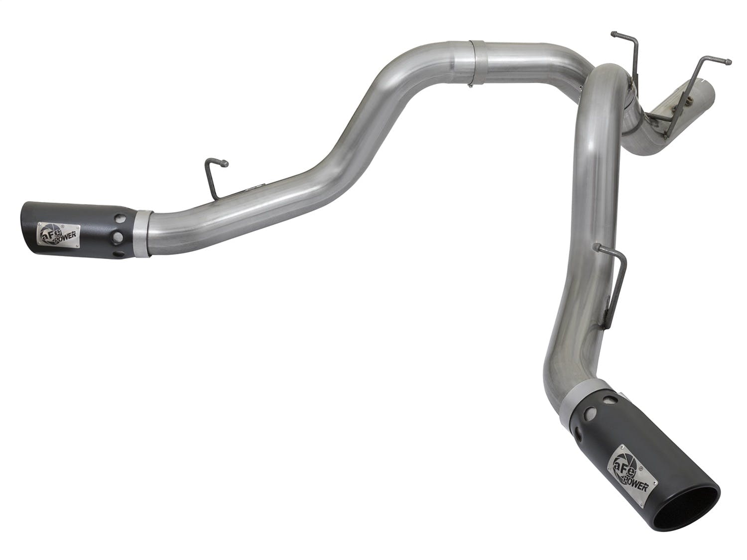 AFE 49-44086-B Large Bore-HD 4in 409 Stainless Steel DPF-Back Exhaust System w/Dual Black Tips