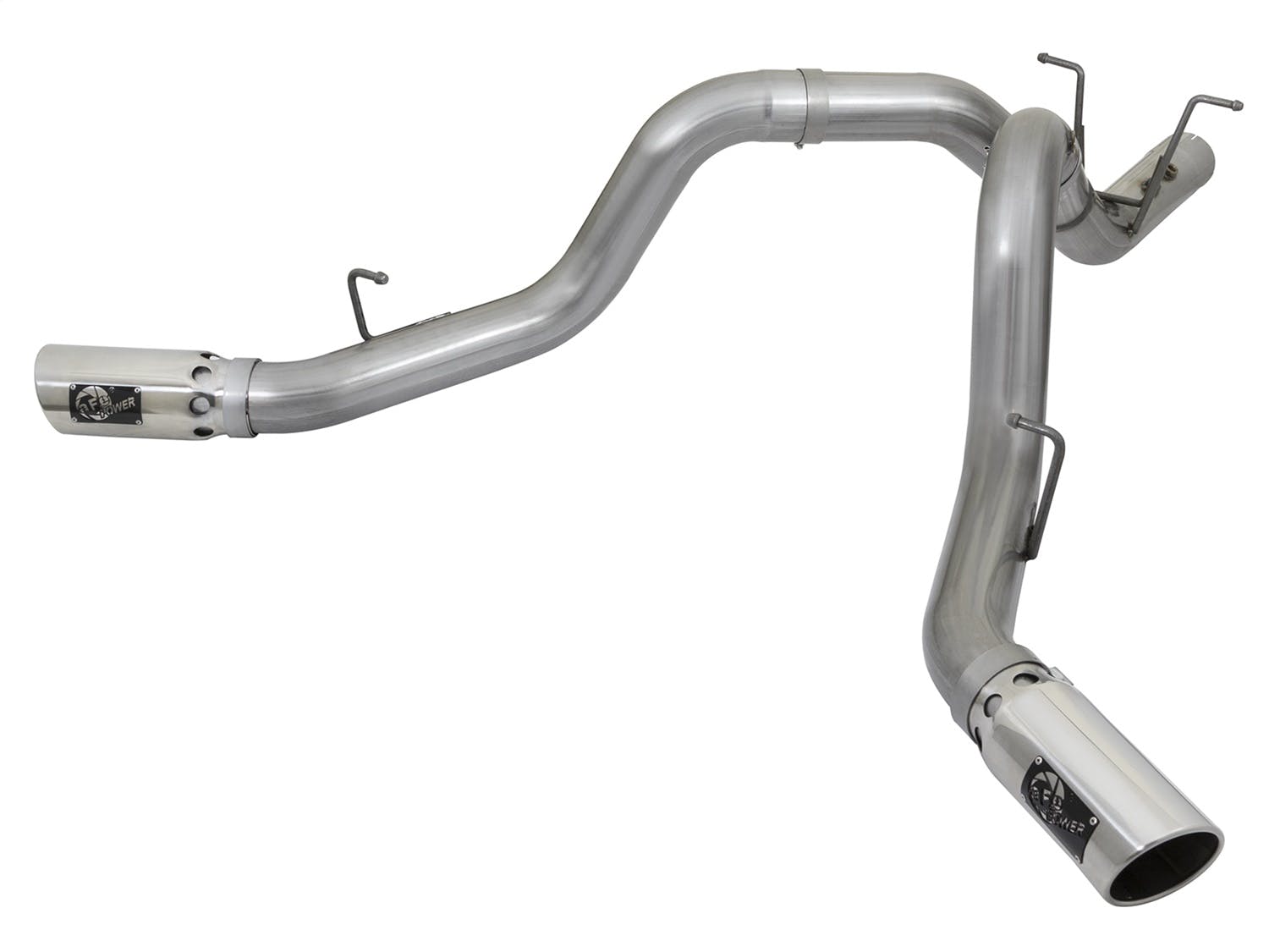 AFE 49-44086-P Large Bore-HD 4in 409 Stainless Steel DPF-Back Exhaust w/Dual Polished Tips