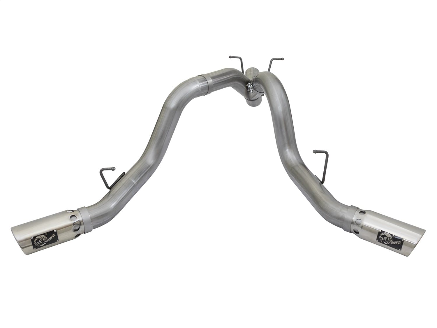 AFE 49-44086-P Large Bore-HD 4in 409 Stainless Steel DPF-Back Exhaust w/Dual Polished Tips