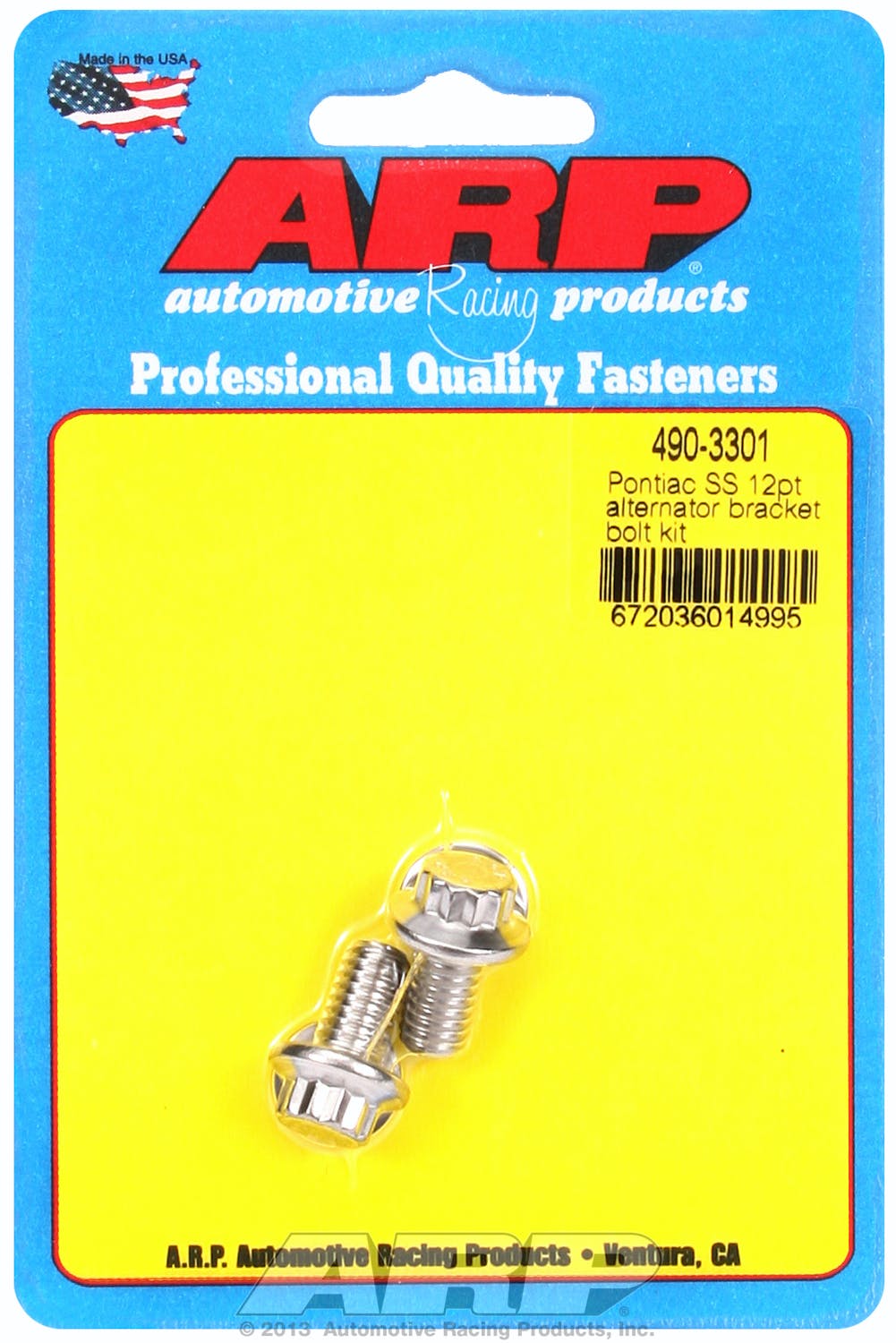 ARP 490-3301 Stainless Steel 12pt alternator bracket bolt kit