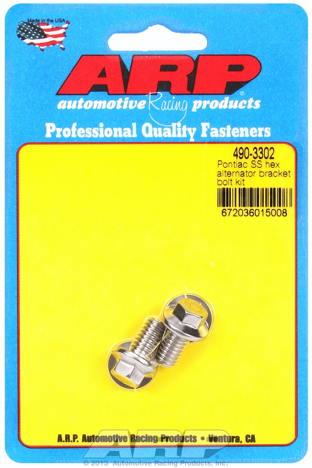 ARP 490-3302 Stainless Steel hex alternator bracket bolt kit
