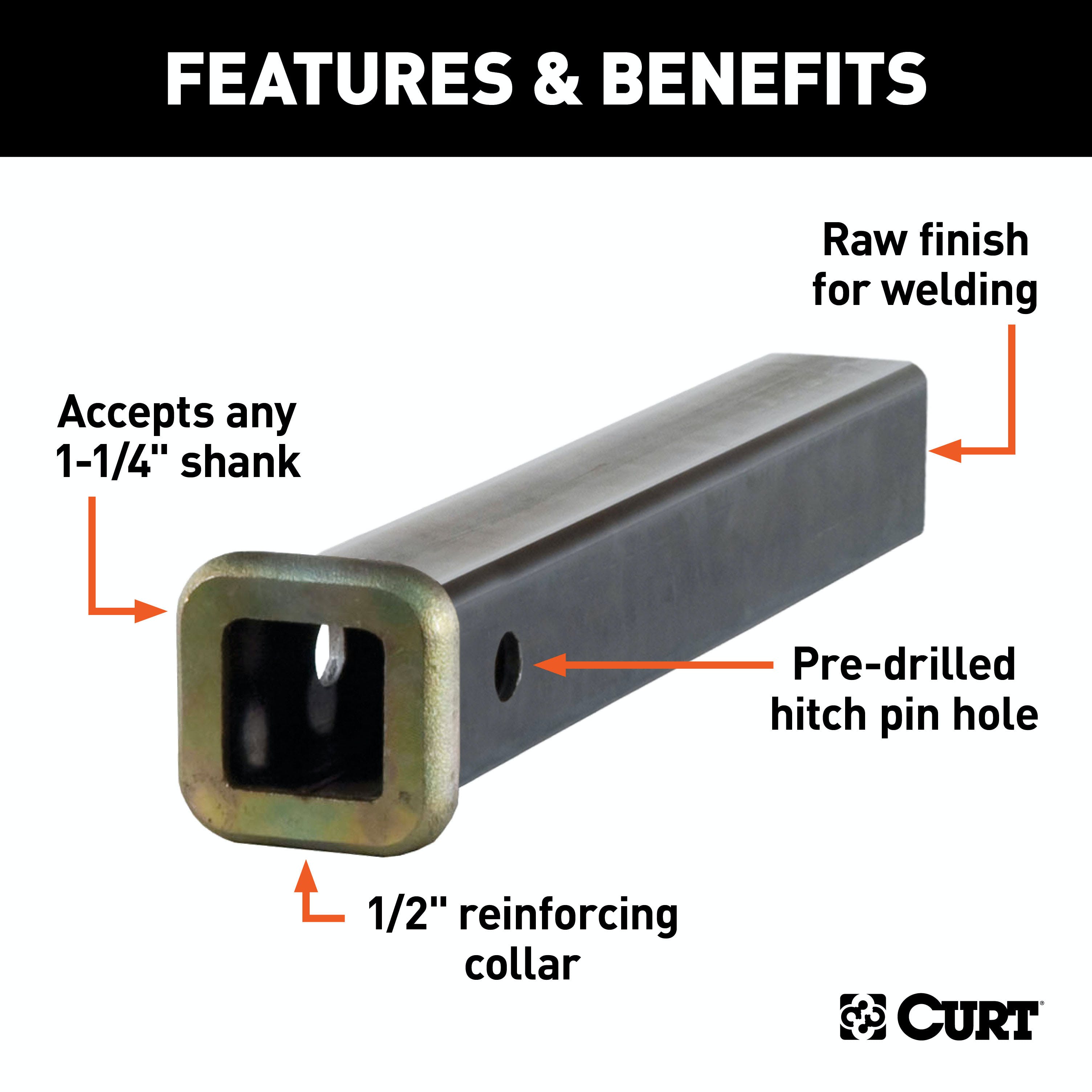CURT 49512 12 Raw Steel Receiver Tubing (1-1/4 Receiver)