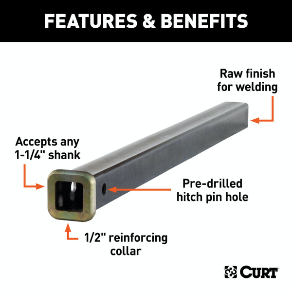 CURT 49524 24 Raw Steel Receiver Tubing (1-1/4 Receiver)