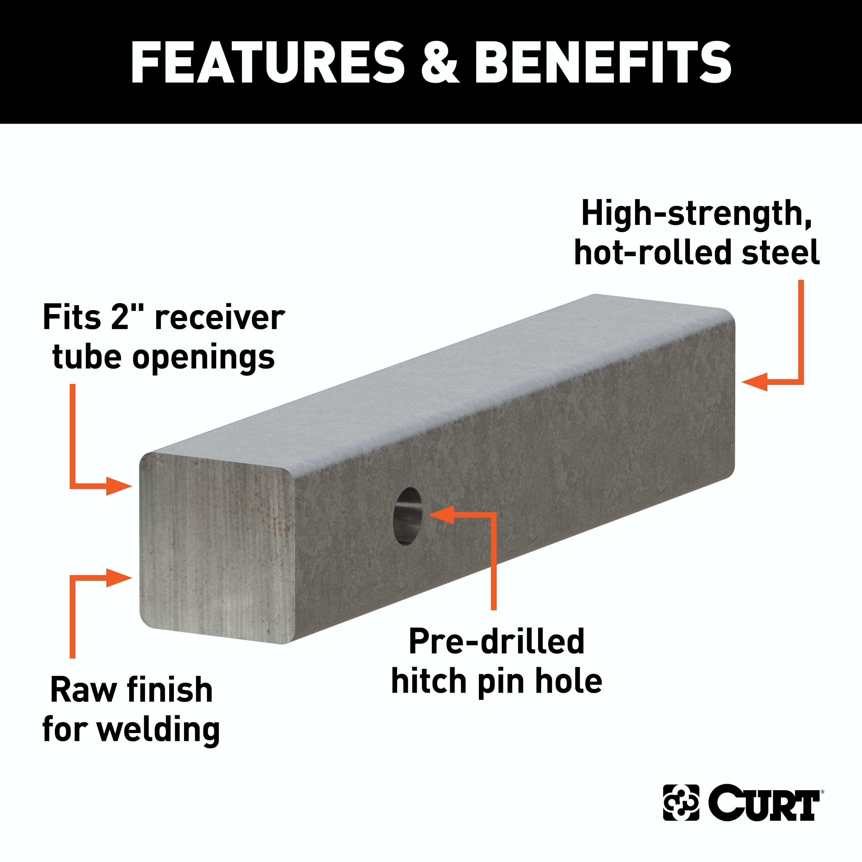 CURT 49529 2 x 10 Raw Steel Hitch Bar
