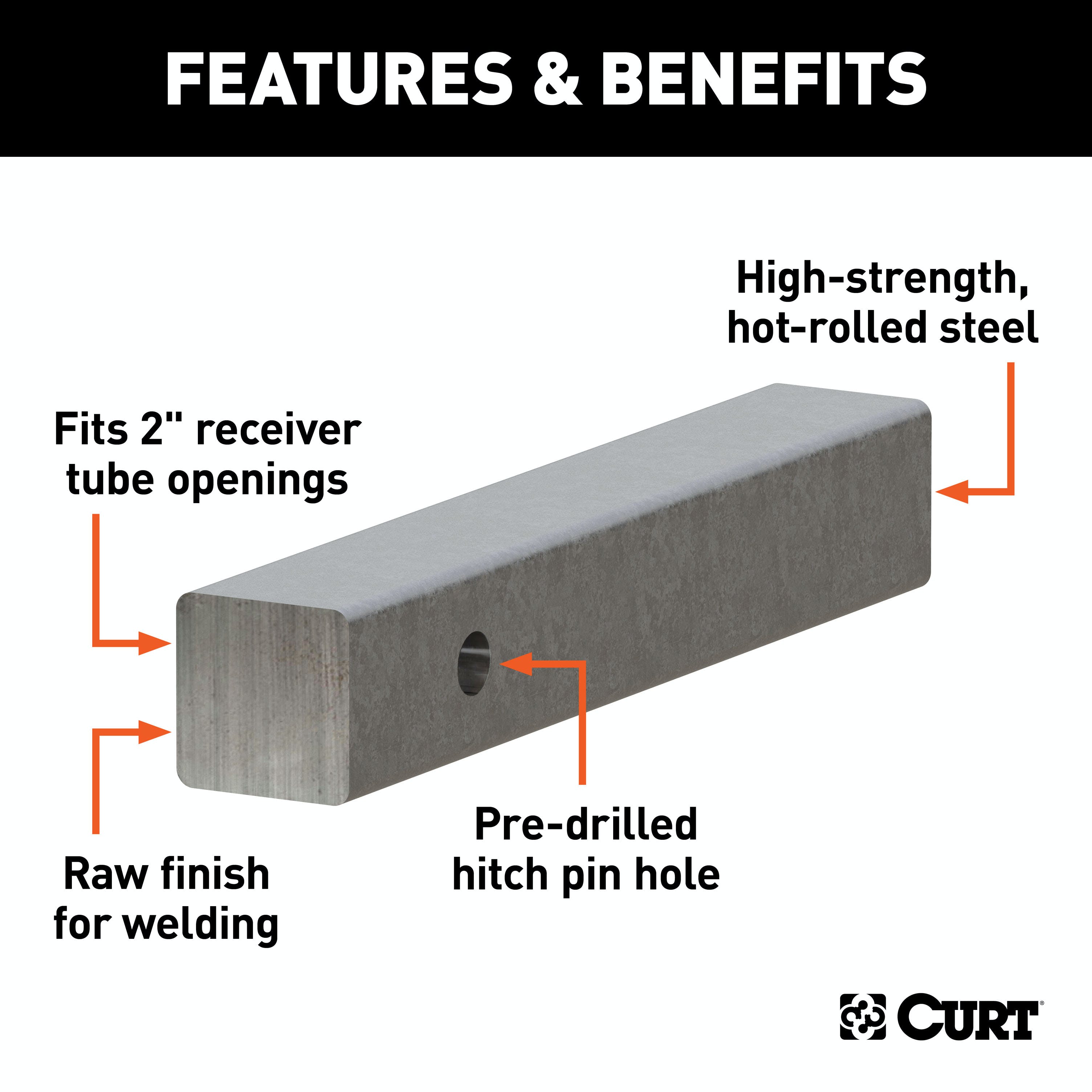 CURT 49530 2 x 12 Raw Steel Hitch Bar