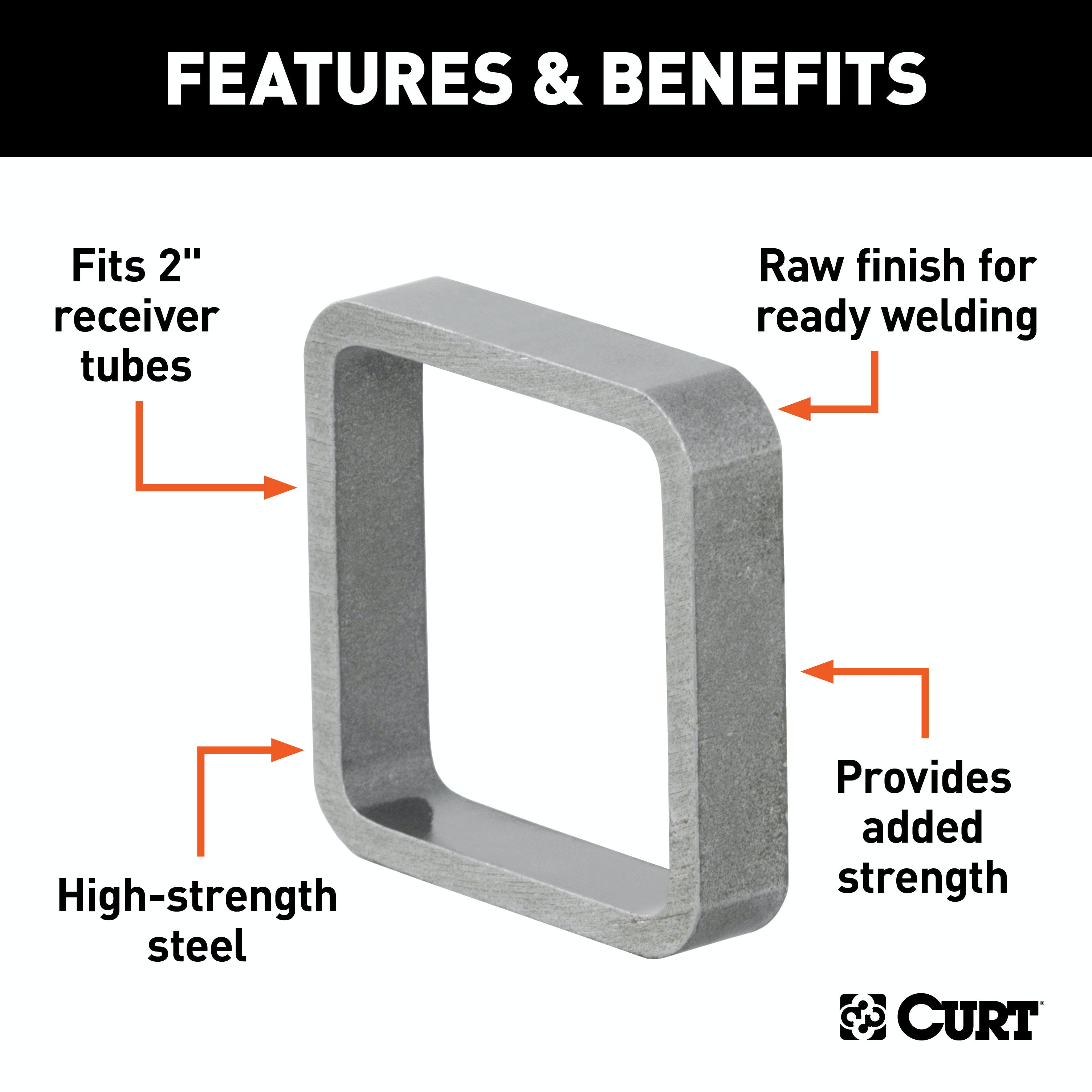 CURT 49770 Raw Steel Receiver Tube Reinforcement Collar (Fits 2 Receiver)