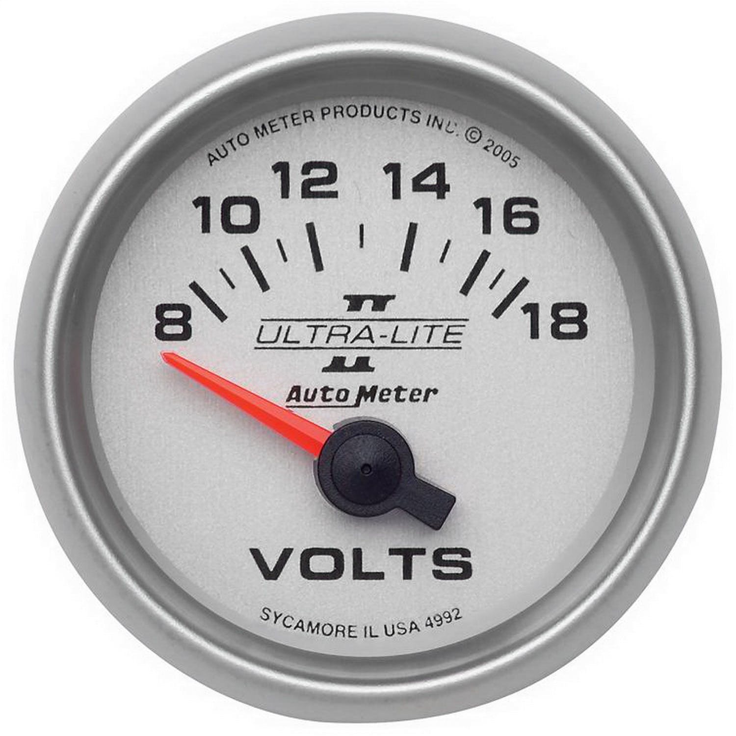 AutoMeter Products 4992 Gauge; Voltmeter; 2 1/16in.; 18V; Electric; Ultra-Lite II