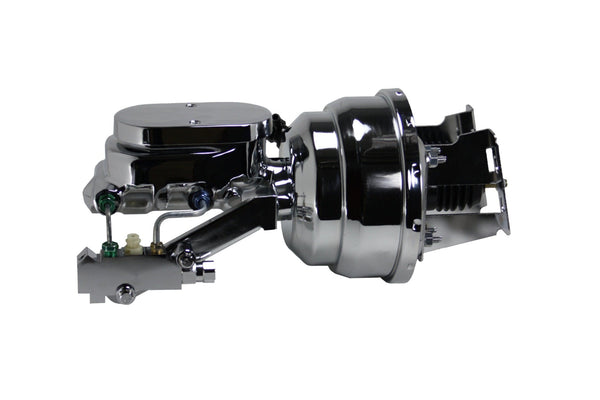 LEED Brakes 4V6B2 8 in Dual Power Booster ,1-1/8in Bore, side valve disc/drum (Chrome)