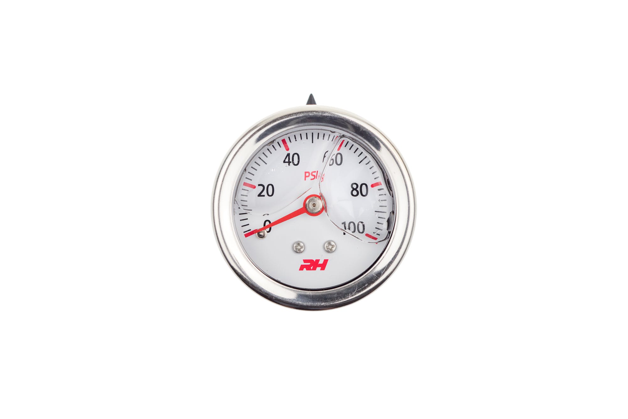 Redhorse Performance 5001-100-1 Liquid Filled Fuel  Pressure Gauge 1/8in NPT Inlet  100psi, White w/ Silver Screw