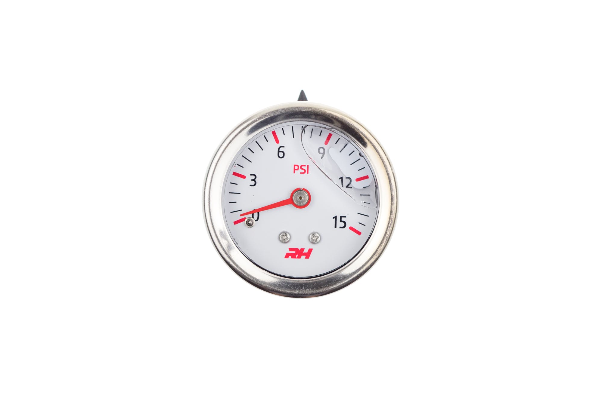 Redhorse Performance 5001-15-1 Liquid Filled Fuel  Pressure Gauge 1/8in NPT Inlet 15psi - White w/ Silver Screw