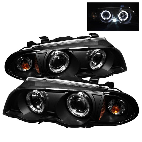 Spyder Auto 5008947 (Spyder) BMW E46 3-Series 99-01 4DR Projector Headlights 1PC-LED Halo-Amber Refl