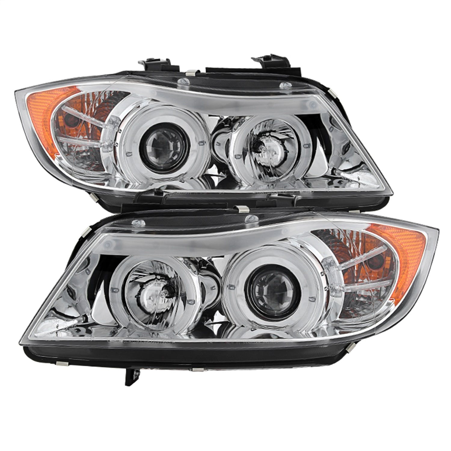 Spyder Auto 5009012 (Spyder) BMW E90 3-Series 06-08 4DR Projector Headlights-LED Halo-Amber Reflecto