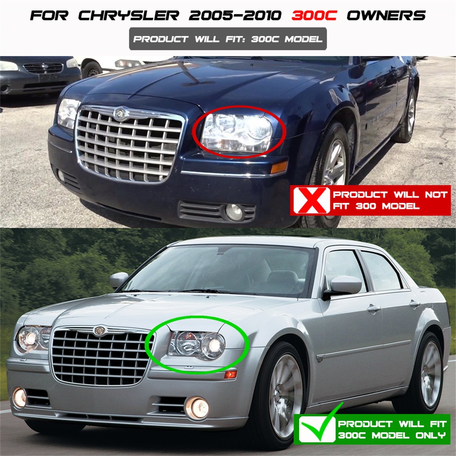 Spyder Auto 5009111 (Spyder) Chrysler 300C 05-10 Projector Headlights-CCFL Halo-LED ( Replaceable LE