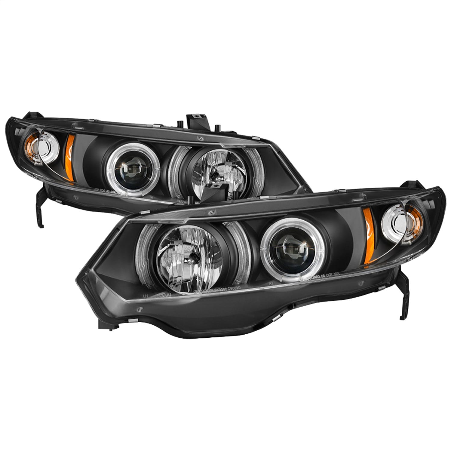 Spyder Auto 5010780 (Spyder) Honda Civic 06-08 2Dr Projector Headlights-LED Halo-Black-High H1 (Incl