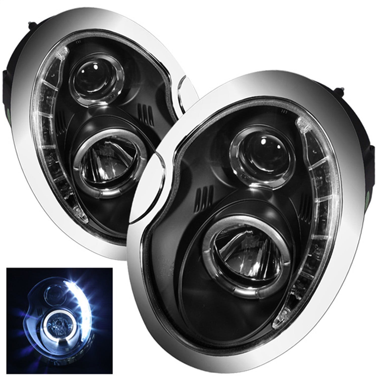 Spyder Auto 5011336 (Spyder) Mini Cooper 02-06 Projector Headlights-DRL-Black-High H1 (Included)-Low