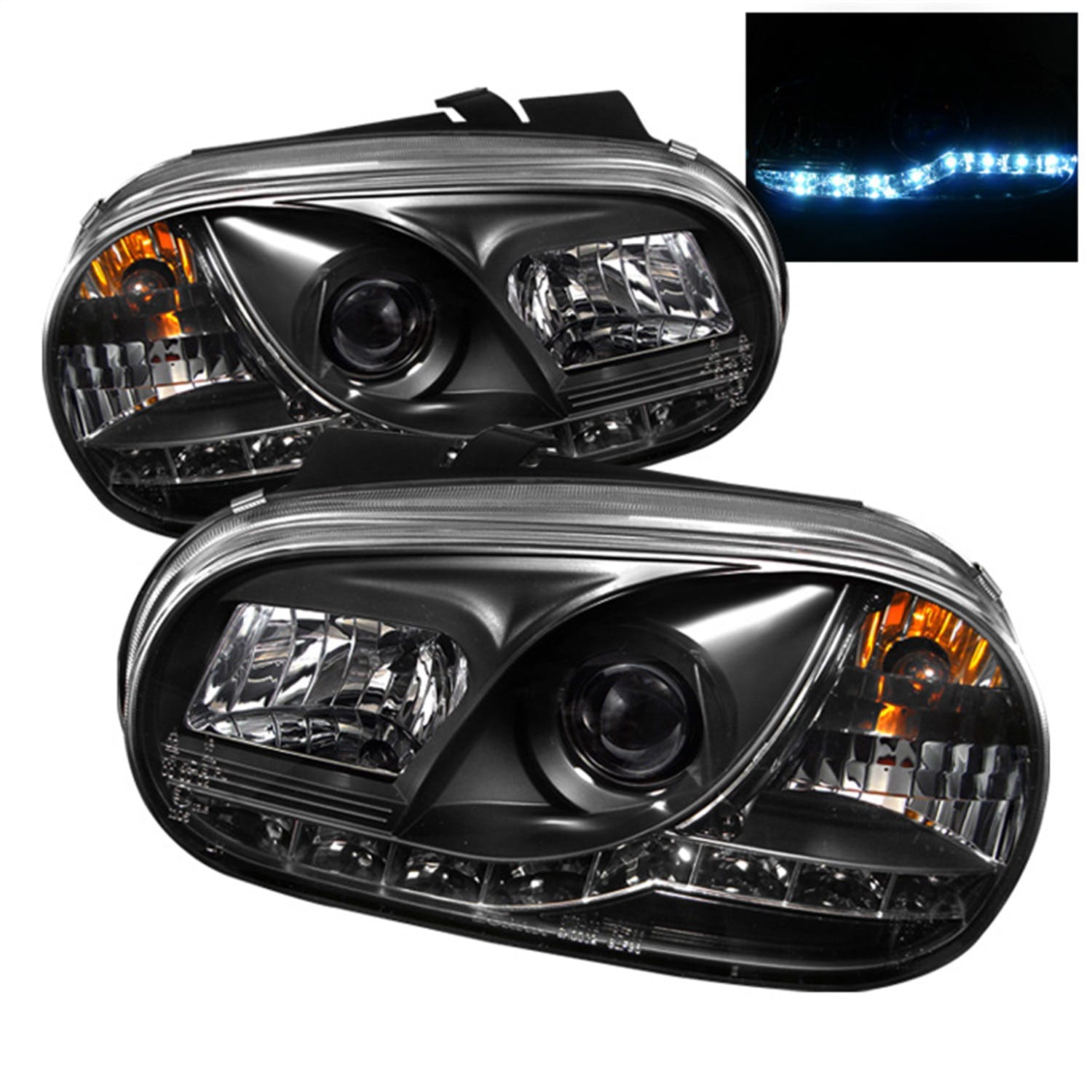 Spyder Auto 5012173 (Spyder) Volkswagen Golf IV 99-05 Projector Headlights-DRL-Black-High H1 (Includ
