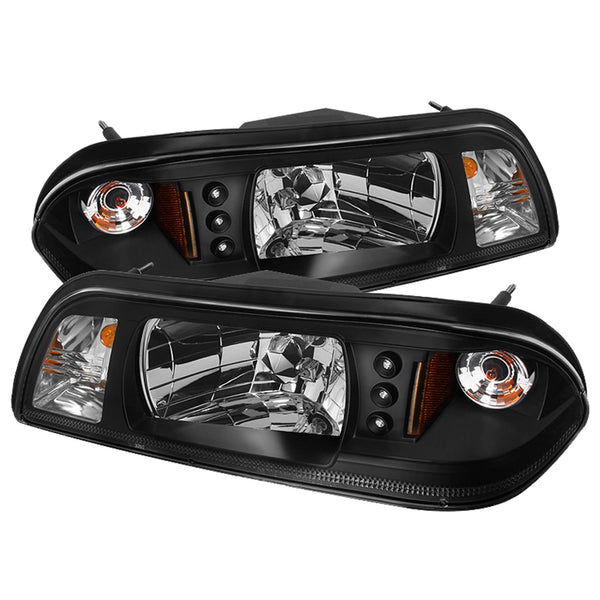 Spyder Auto 5012531 (Spyder) Ford Mustang 87-93 1PC LED ( Replaceable LEDs ) Crystal Headlights-Blac