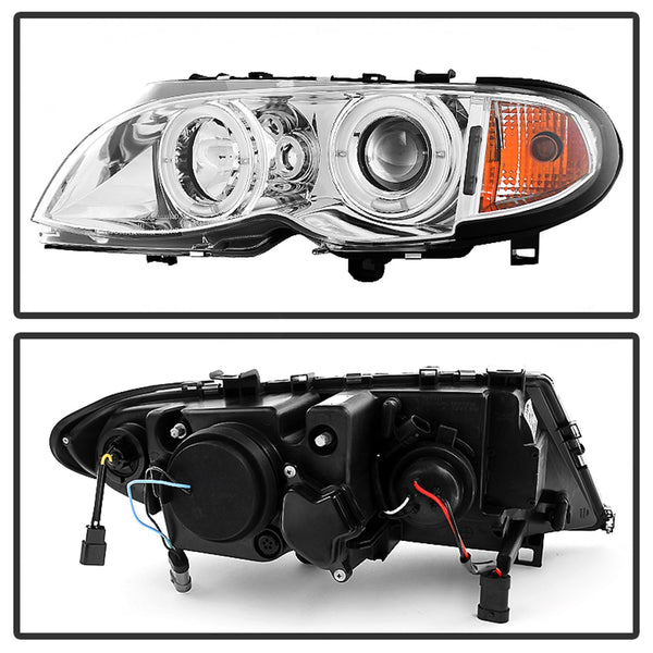 Spyder Auto 5042408 (Spyder) BMW E46 3-Series 02-05 4DR Projector Headlights 1PC-LED Halo-Chrome-Hig